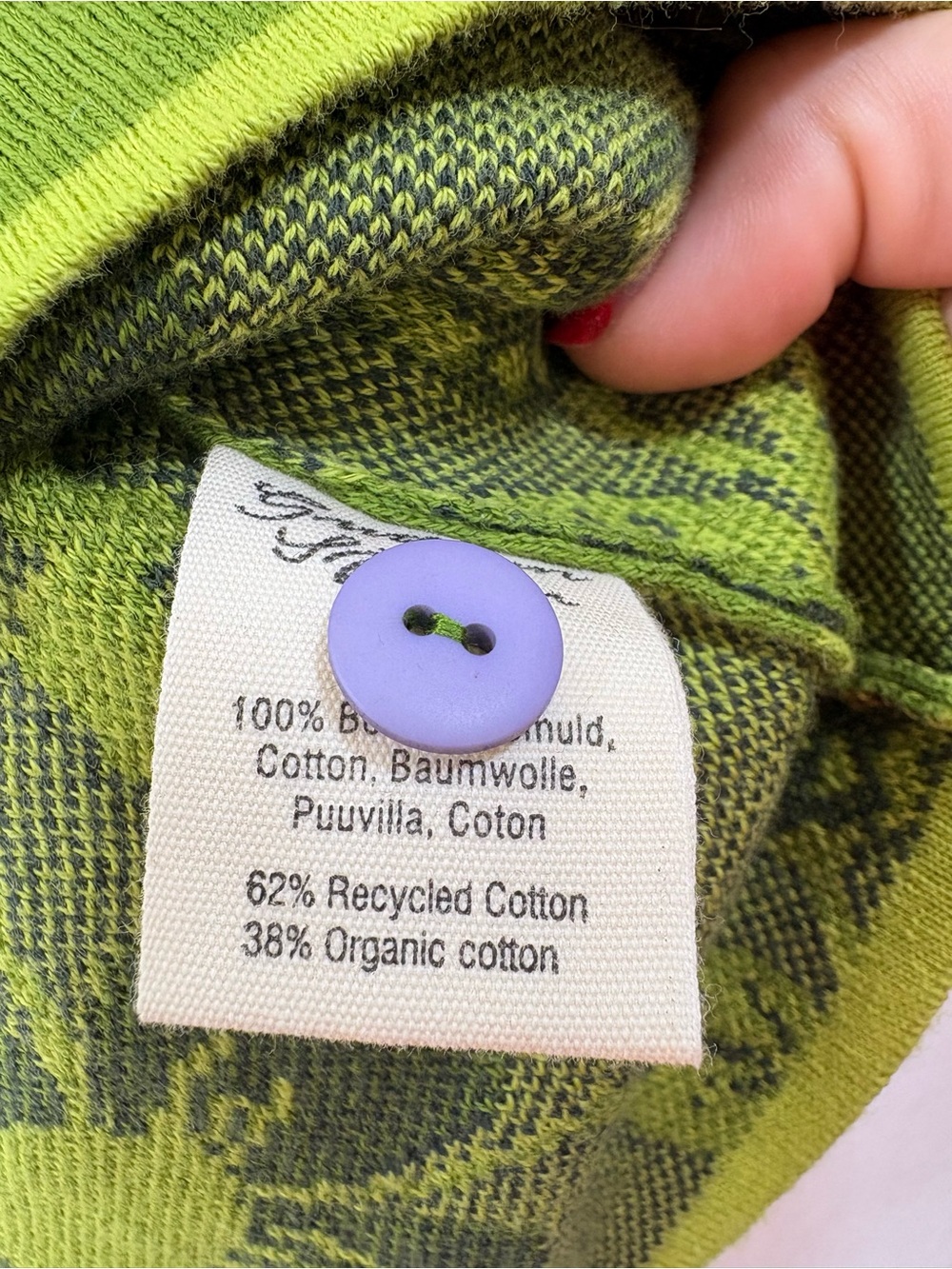 Gudrun Sjoden Green Floral Cardigan Scandinavian Folk Cotton Sweater Size Medium - Picture 5 of 8